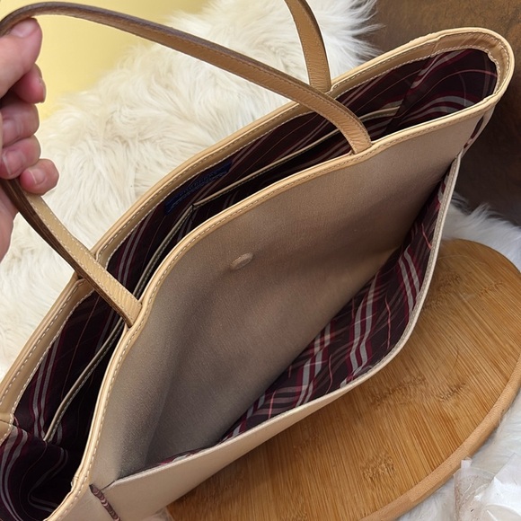 Burberry Blue Label | Beige Tan Canvas Nova Check Detail Tote Bag Handbag - Picture 5 of 17